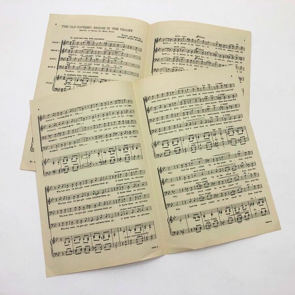 Vintage Song Book for Men's Voices The Old Covered Bridge in the Valley 1944 - Picture 3 of 4
